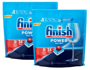 Finish Power All in One Regular pastiglie lavastoviglie 34 lavaggi 544 gr (2 confezioni)