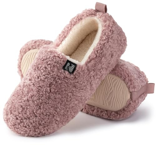 RockDove Women's Puff-Ease Faux Shearling Closed Back Slipper, Size 6 UK Women, Cameo Pink