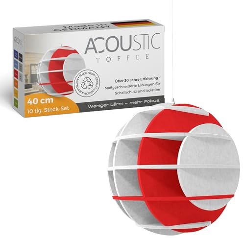 platino24 SATELLITE 3D-Akustik-Objekt Kugel für optimale Raumakustik I Schallabsorber für Decke in innovativem Design I Durchmesser: 40 cm I Recyclebares Absorber-Element