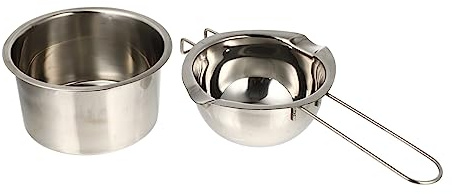 ANSNOW 1 Set Melting Pot Melting Container Melting Chocolate Pot Homemade Soap Double Boiler Steamer Flower Water Absorbent Cotton Mini Tools Wax Stainless Steel Simple Suite/Silver/27 * 14 * 14Cm 1