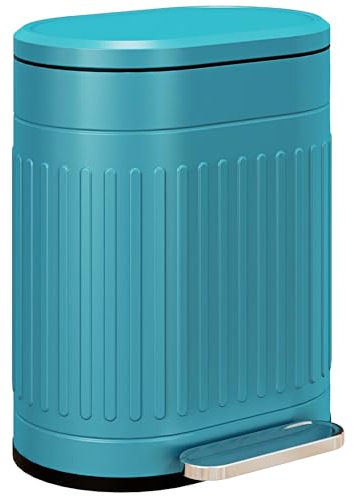 HOMCOM Poubelle de cuisine, 20L, poubelle à pédale, ovale, en métal avec couvercle à fermeture douce, anti-traces de doigts, seau intérieur amovible, 36,5 x 31,2 x 45 cm, bleu