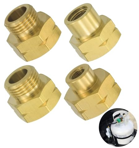 4 Stück Gasflaschen Adapter Set Europa für D1-D4 – Gasflasche Befülladapter für Deutschland, Kroatien, Spanien, Frankreich – Messing Adapter zum Umfüllen von Gasflaschen