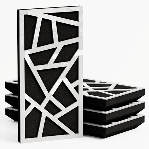 4er-Pack – Schmaler schallabsorbierender Akustik-Diffusionspanel | 50x25cm | Diffusion – Reflexion – Schalldämmung | Modell – Dicke – Farbe: [SKYROSS - 53mm | Weiß glänzender Kunststoff]