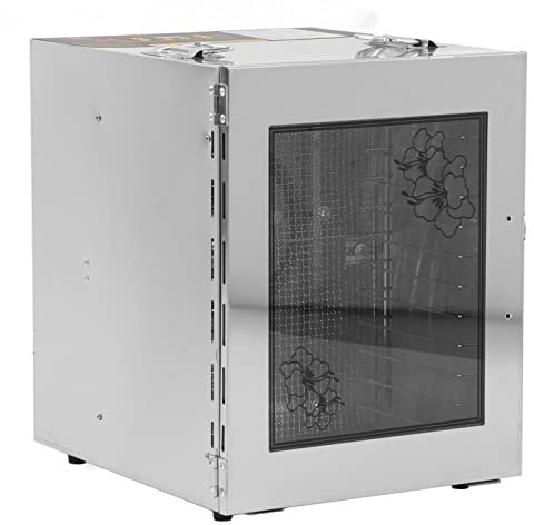 Máquina Deshidratadora de Alimentos de Acero Inoxidable, Secador de Pantalla LED de 12 Bandejas para Frutas, Carne, Golosinas para Perros, Yogur, con Acero Inoxidable y Pantalla