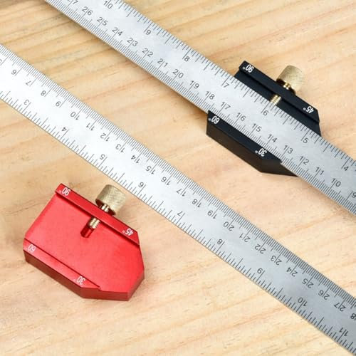 Clever gestaltetes Holz-Messwerkzeug mit verstellbaren Blöcken und einfachen Aufbewahrungsmöglichkeiten (rot)