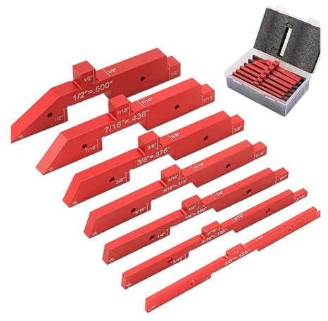 Mavaol Holzbearbeitungs-Messwerkzeug, Höhenmesser, Tiefenmesser, Winkelmesser, quadratischer Stapelmesser, inklusive 7 Genauigkeitsblöcken, graviert, tragbar