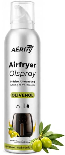 AÉRfryPRO® Spray all’Olio d’Oliva per Air Fryer e Friggitrice ad Aria – Spray a Basso Contenuto Calorico Senza Propellenti, Resistente fino a 230°C – per Padella, Grill e Forno, 200 ml