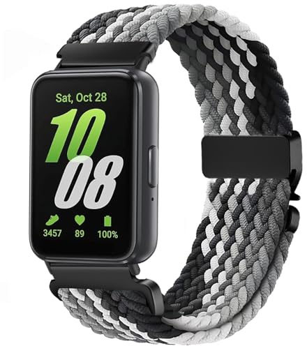 VELULYX Nylonflätat armband Kompatibel med Samsung Galaxy Fit 3, Elastiskt armband för Samsung Galaxy Fit 3 SM-R390 Herren Damen