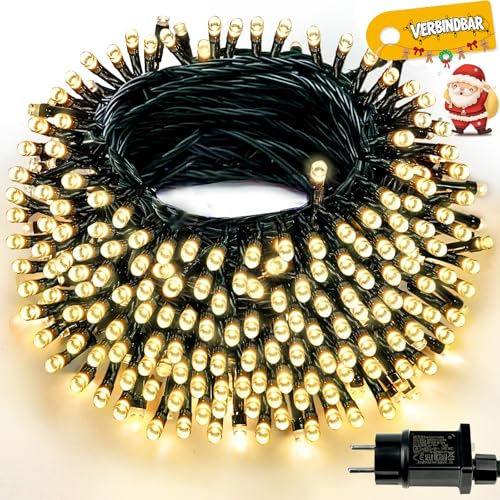 20m Lichterkette Weihnachtsbaum 200 LED Lichterkette Außen Strom, Warmweiß | Timer, 8 Modi, IP44 Wasserdicht, LED Weihnachtsbeleuchtung für Weihnachtsdeko Innen Weihnachten Tannenbaum Garten Balkon