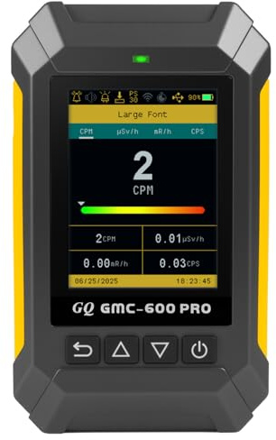 GQ GMC-600 PRO Geiger Compteur de rayonnement nucléaire Dosimètre pour Alpha, Beta, Gamma, X-Ray Moniteur de rayonnement portable avec données en temps réel, partage de données mondiales (GMC 600 PRO)