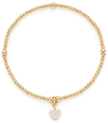 JEWELS BY LEONARDO Armband Ciao Noemi • elastische Armkette aus goldfarbenem Edelstahl • kleiner Herzanhänger besetzt mit kleinen Zirkoniasteinchen • 19,5 cm Länge • Schmuck Geschenk Damen • 025735