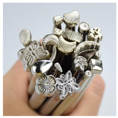 CYHTYM Schlagzahlen 20-teiliges Lederstempelset, DIY-Werkzeug für Schnitzen von Ledermetallen, für Basteln von Stempeln, verwendet für Gürtel, Geldbörsen, Lederschuhe