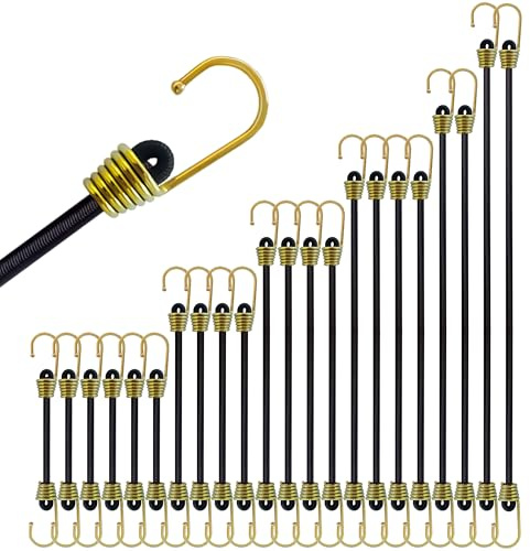 YELIER Mini Bungee Cords with Hooks, 22pcs-2/4/6/8/10/12inch.