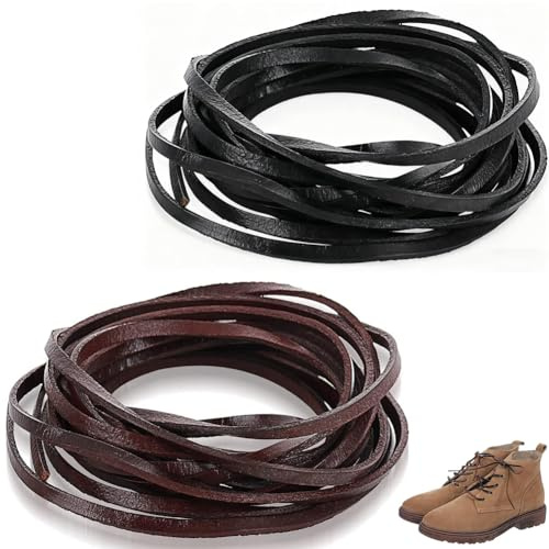 SZJFYMQ 2 Cordoncino in Pelle 6m x 3mm, Corda in Cuoio per Braccialetti, Collane, Gioielli Fai da Te, Artigianato, Stile Vintage, Creazioni Manuali e Accessori Handmade (Nero e Marrone)