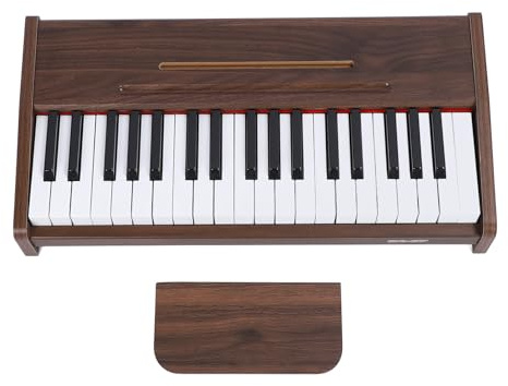 Keenso Teclado de Piano, Teclados Teclado Electrónico de Piano Teclado de Piano 37 Teclas de 2,2 Cm Teclado Eléctrico con Patrón de Grano de Nogal para Principiantes y Jugadores