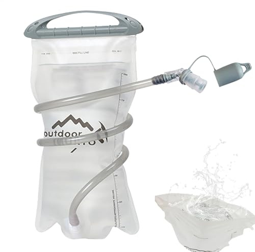 Sacca per l'acqua da 2,0 l, 37,5 x 17,5 cm, design traslucido, grande apertura, a tubo per bere da 101 cm, per escursionismo, ciclismo, arrampicata, ciclismo, corsa, attività all'aria aperta e