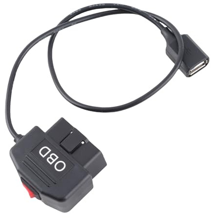 HUSHUI OBD-strömkabel, 12V 24V Till 5V för Dash Cam, med Strömbrytarknapp 3A Utgång Lågspänningsskydd 48 Cm Längd, Kompatibel med Alla OBD-modeller
