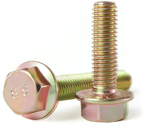 GuoYomm M8 x 40 mm, 10 Stück, Flanschsechskantschrauben, Klasse 8,8, Gelb Verzinkt, Sechskantschrauben mit Außensechskant, metrisch vollgewinde