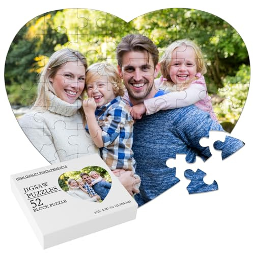 Personalisiertes Herzförmiges Puzzle mit eigenem Bild - 52 Teile Foto Personalisiertes Puzzle Puzzle Selbst Gestalten Fotopuzzle - für Erwachsene & Kinder Geburtstage, Valentinstag & Hochzeiten