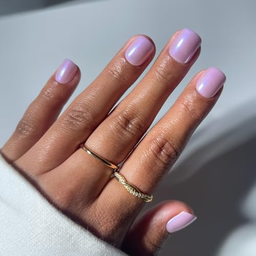 Glamnetic Press On Nails - Purple Pixie | Super Short Fake Nails in Cool Lilac with Pearlescent Glazed Finish, Salon Quality | 15 Sizes - 30 Nail Kit with Glue