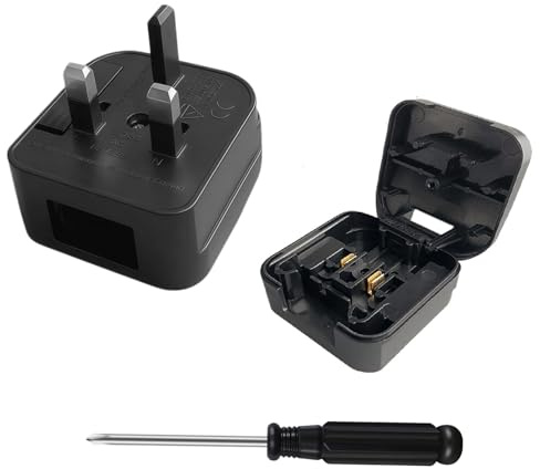 2PCS US to UK Plug Adapter with Safety Fuse and Screwdriver, American to UK Plug Adapter, Converts Type A Plugs from USA, China, Japan to UK Sockets, Fireproof PC Material, Black