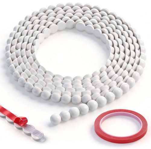 Molduras Decorativas Pared 15mm*3m, Blanco Molduras de Pared Autoadhesivas de Perla, Flexible y Pintable Rodapie PVC con Cinta Doble Cara Reforzada, Moldura Adhesiva para Cocina, Techo y Ventanas