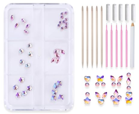 GWEOR Tandsmycken, set rosa, 6 galler, tandstenar, set för tänder, tandtandtandborstning, gör-det-själv tanddiamanter, glitterstenar, tänder, dekoration för ett strålande leende, tandsmycken, stenar