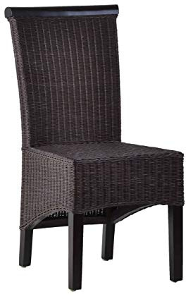 MiaMöbel Esszimmerstuhl Rattan 49x98x49 cm Modern Massivholz Rattan Mahagoni Braun
