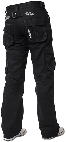 New ENZO Mens Designer Cargo Combat Blue Coated Denim Jeans Pants All Waist Size