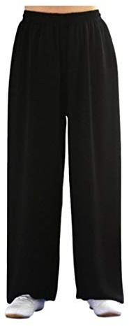 Pantaloni in Cotone Nero Qi Gong e Tai chi, Nero , M