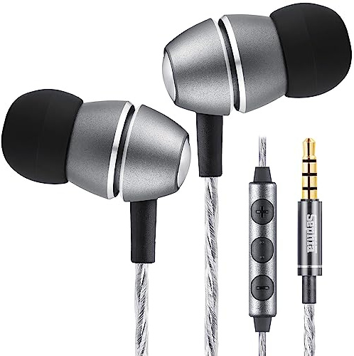 Sephia SP3030VC Wired In-Ear Headphones with Microphone | Volume Control, Noise Isolating Earbuds, Deep Bass 10mm Drivers, Tangle-Free Cable, 3.5mm Jack