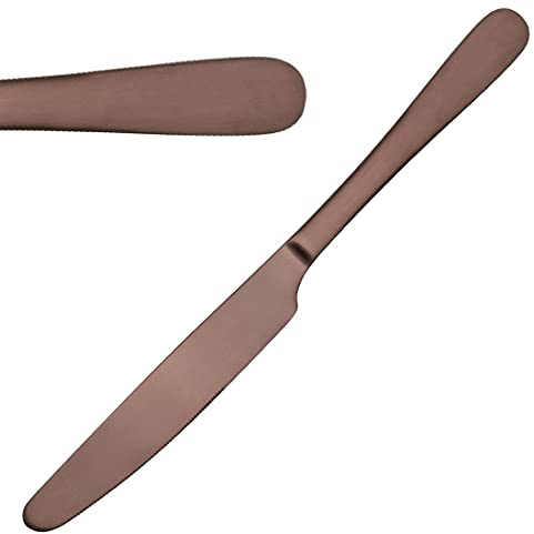 Olympia Couteau de table cuivre Cyprium, (Lot de 12), finition mate, 233 (L) mm, matériau : acier inoxydable 18/0 avec revêtement PVD en cuivre, couverts de style vintage, HC340