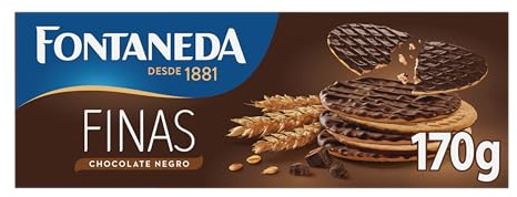 Fontaneda Galletas Finas Digestive, Chocolate Negro, 170g | Galletas Digestive Finas con Chocolate Negro elaboradas con cereales, ideales para desayunos, meriendas y recetas caseras