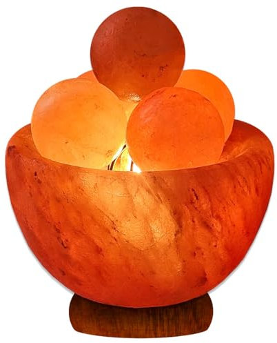ZEEAS Fire Bowl Shape Himalayan Salt Lamp Pink Rock Crystal Light, Crafted from Foothills of Himalayas Comes with Complete Fitting Wooden Base UK Switch and Bulb (Fire Bowl Shape)