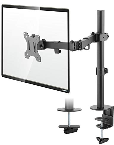 TTAP Monitorfäste för 13–32 tums skärmar – enkelarmbordsstativ med klämma – ergonomisk 90° lutning, 360° rotation och 180° svängbar arm – VESA-mått: 75x75–100x100 (enkel arm)