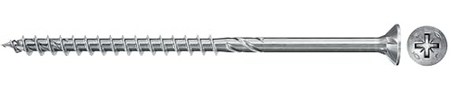 fischer PowerFast II CZP 4,5 x 60, spånskivskruv (200 st.) med partiell gänga, försänkt skruv med korsspår, skruv för träbearbetning, minskar inskruvningsmotstånd och inskruvningstid