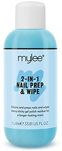 Mylee Prep + Wipe Gel Nail Polish Residue Cleaner Remover (1000ml) | UV/LED Manicure Gel Polish Base Wipe, Preparation & After Care, Multi-Purpose Sanitising Nail Plate & Removing Tacky Layer