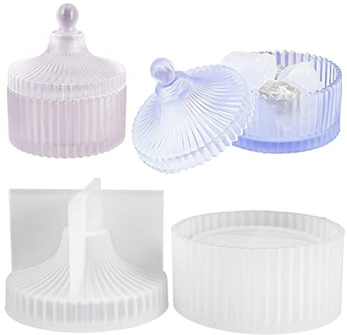 AMJKEJI Schmuckkästchen Formen, Aufbewahrungsbox, Epoxidharz Aufbewahrungsbox Silikonform mit Deckel, Schachtel Epoxidharz Formen für Handwerk DIY Schmuckbehälter (8,2 × 8,2 × 10 cm)