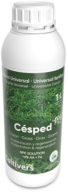 CULTIVERS Engrais Organique pour pelouse 1 L. Engrais Liquide avec micronutriments et acides aminés. Engrais 100% Biologique Pelouse Plus Verte, Plus Forte et Plus Dense. Ne Produit Pas de brûlures