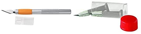 Fiskars Cutter de précision Softgrip, Longueur totale : 15,9 cm, Acier/Plastique, Argent/Orange, 1003885 & 1003757 Lames de Rechange, Blanc, 5 x 1,3 x 5 cm