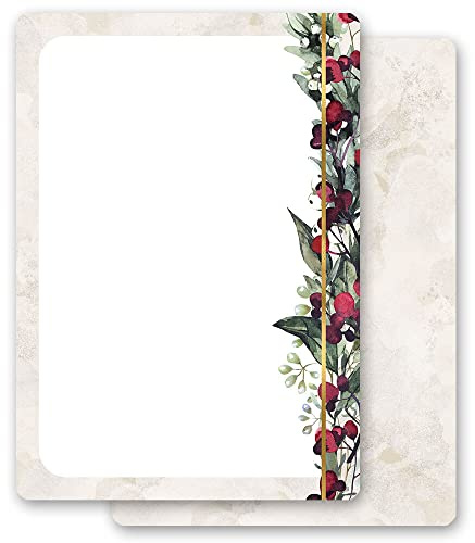 100 Blatt Briefpapier Weihnachtspapier MISTELZWEIGE - DIN A5 Format