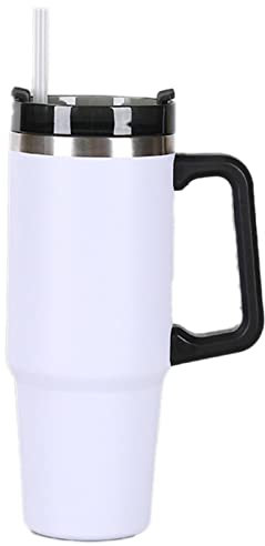 Acero Inoxidable, Vaso con Pajita Y Tapa, Botella Agua Aislada Al Vacío con Pajita Café con Mano, Vaso Aislado Portátil Viaje para Bebidas Frías Y Calientes (30 Oz/900 l)