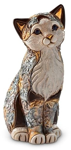 De Rosa Handgefertigte Keramik-Katze sitzende Figur – Kunst – Dekoration – Geschenk