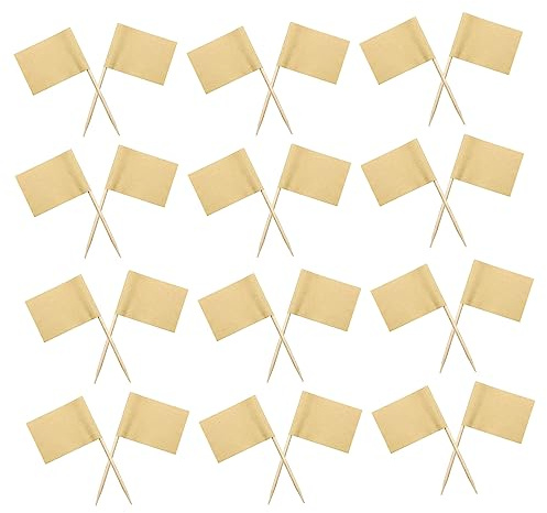 50 Pcs Blank Toothpick Flags, Cocktail Sticks Mini Food Labels Flags | Kraft Paper Food Labels (3.5 * 2.5cm), Cheese Plate & Cupcake Toppers for Party Birthday Cake Food Cheeseplate Cheese Markers