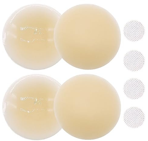 lumcov 2 Paires Cache-tétons adhésifs réutilisables en Silicone Doux,Réutilisable Cache-tétons,Cache Teton Femme,Cache-tétons Auto-adhésif Invisible en Silicone Nipple Cover[8cm,Couleur-2]