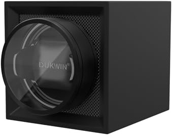 DUKWIN Single Watch Winder Box - Portable for 1 Watch With Quiet Japanese Motor, Dual Power Supply for Travel