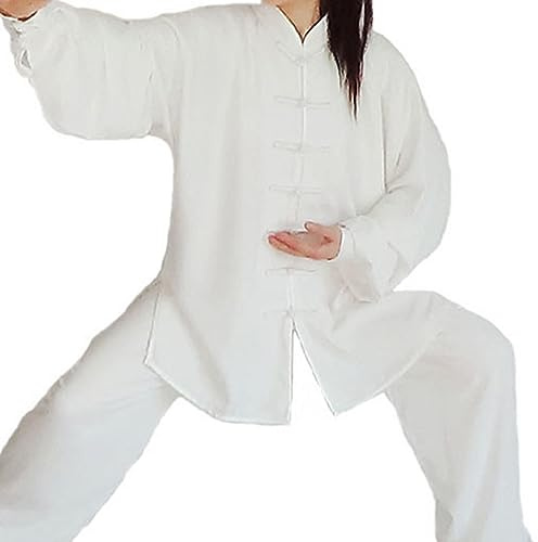 BATTTX Chinese Clothing Womens Tai Chi Clothing Uniform Kung Fu Clothing for Martial Arts (Color : White, Size : Large)