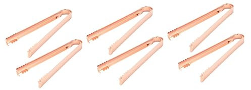 BESTonZON 6pcs Stainless Steel Ice Tongs Kitchen Food Folder Bread Clip Serving Tong for Bar and Home