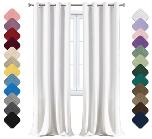 VerdunklungsvorhäNge 1er Set, H180 x B180cm Thermovorhang Gegen KäLte Und Hitze mit öSen, VorhäNge Schlafzimmer, Gardinen Blickdicht, Schallschutz Vorhang, für Schlafzimmer Wohnzimmer Weiß
