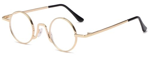 ABETOS Lesebrille Herren Damen Runde Klein Retro Metall Lesebrillen mit Blaulichtfilter Flexibel Scharniere Leicht Computer Lesehilfe Brille mit Stärke